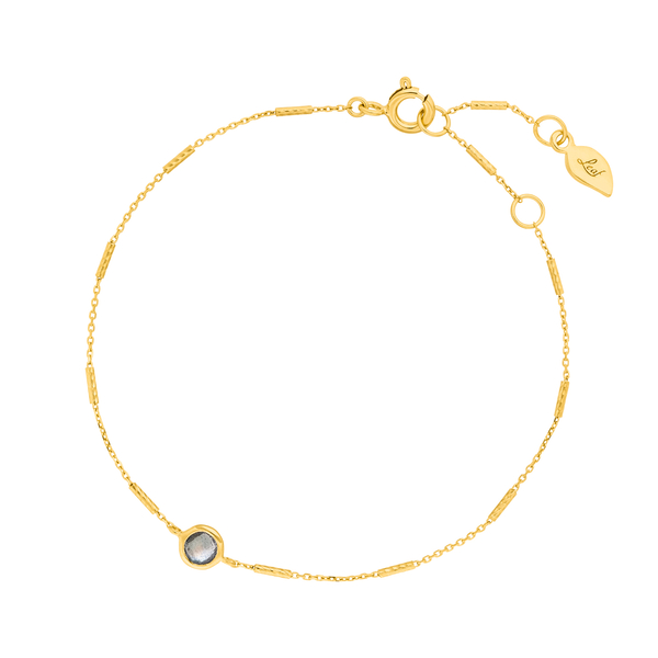 Leaf Jewelry Armkette Solitär, Labradorit, 18 K Gelbgold Vergoldet