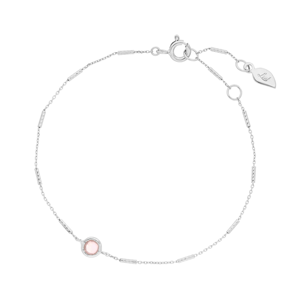 Leaf Jewelry Armkette Solitär, Rosenquarz, 925 Sterlingsilber