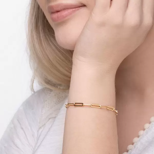 Leaf Jewelry Armkette Square, 18 K Gelbgold Vergoldet