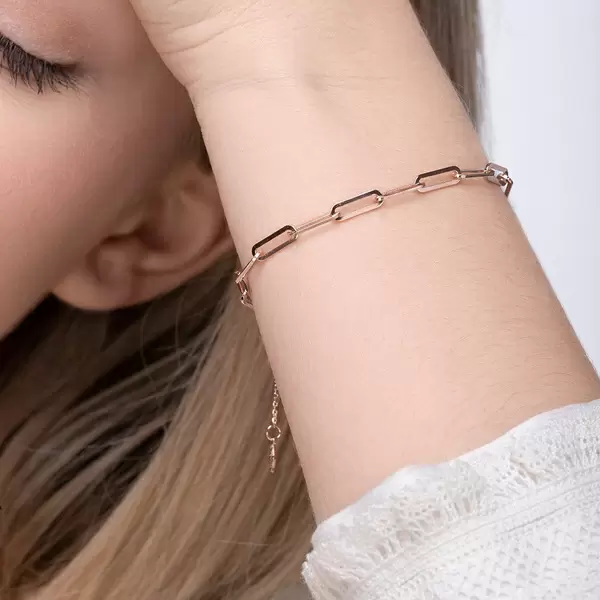 Leaf Jewelry Armkette Square, 18 K Rosegold Vergoldet