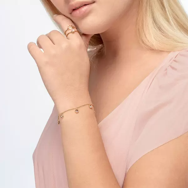 Leaf Jewelry Armkette Sweet Drops, Mix Gems, 18 K Rosegold Vergoldet