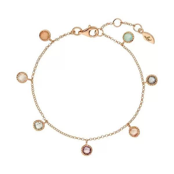 Leaf Jewelry Armkette Sweet Drops, Mix Gems, 18 K Rosegold vergoldet