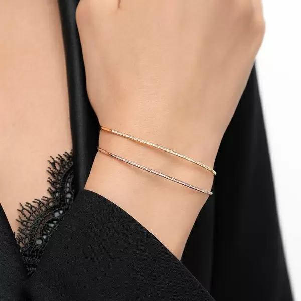 Leaf Jewelry Armreif Circle Mit Diamanten, 18 K Gelbgold