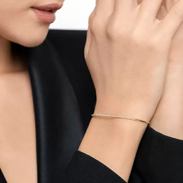 Leaf Jewelry Armreif Circle Mit Diamanten, 18 K Gelbgold