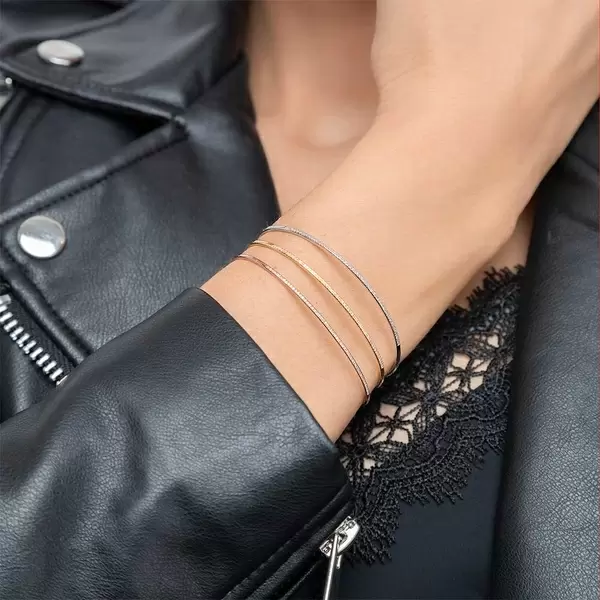 Leaf Jewelry Armreif Circle Mit Diamanten, 18 K Rosegold