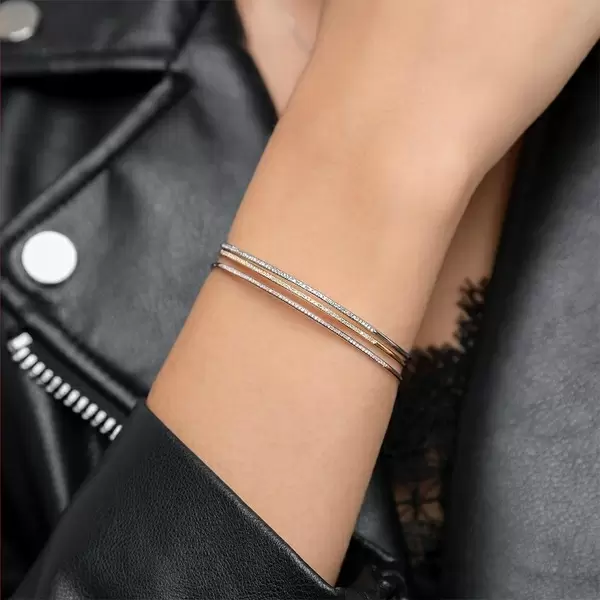 Leaf Jewelry Armreif Circle Mit Diamanten, 18 K Weißgold