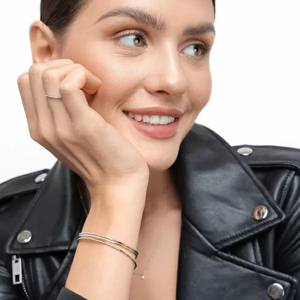 Leaf Jewelry Armreif Circle Mit Diamanten, 18 K Weißgold