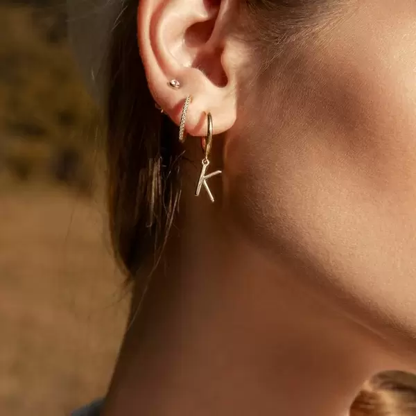 Leaf Jewelry Buchstaben Creole, 18 K Rosegold Vergoldet, B