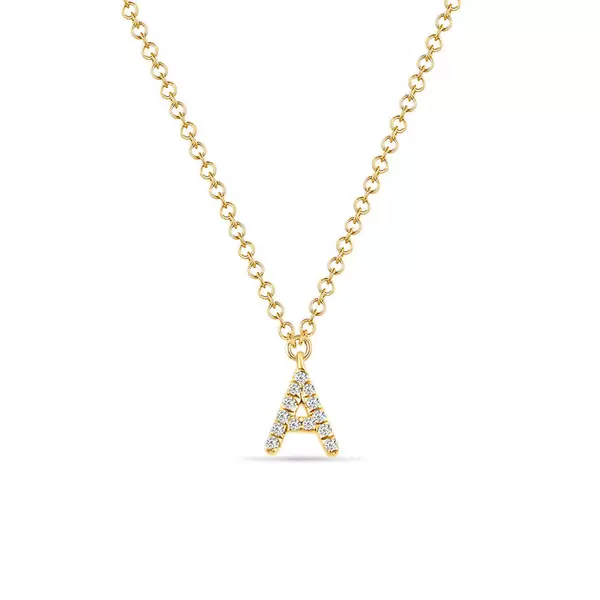 Leaf Jewelry Buchstabenketten, 14 K Gelbgold mit Diamanten