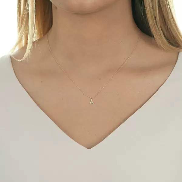 Leaf Jewelry Buchstabenketten, 14 K Rosegold Mit Diamanten
