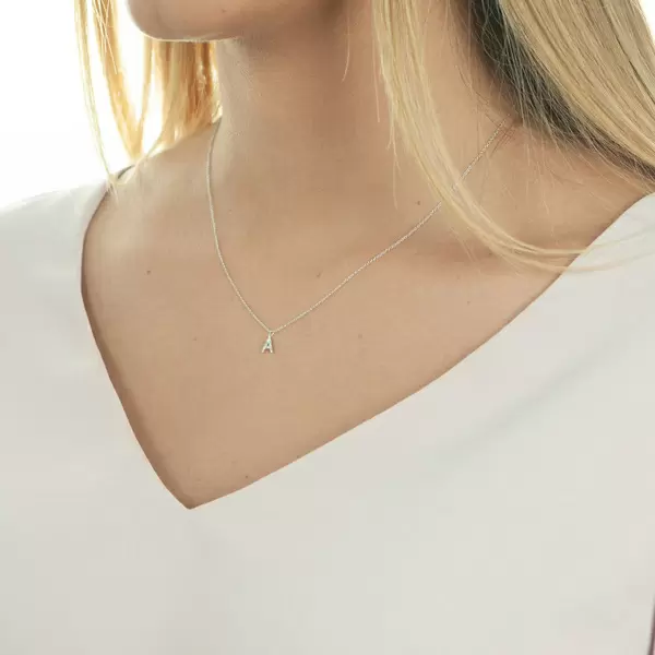 Leaf Jewelry Buchstabenketten, 14 K Weißgold Mit Diamanten