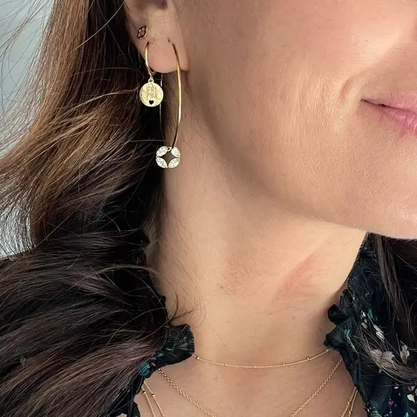 Leaf Jewelry Charity Single-Creole GRL PWR, Gelbgold