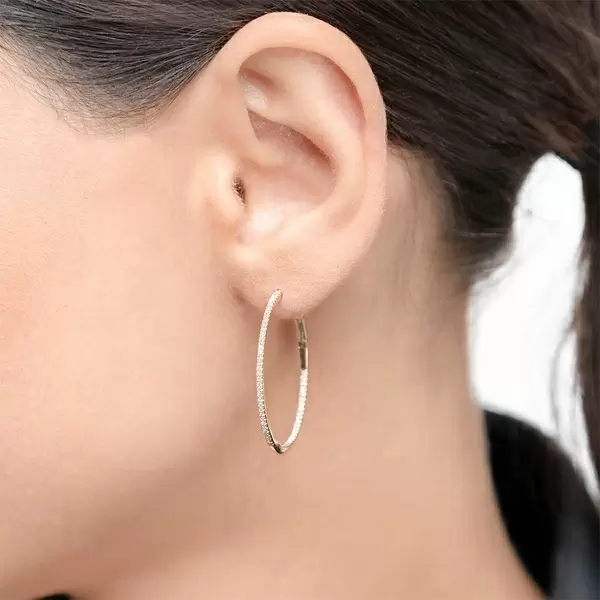 Leaf Jewelry Creole Circle M Mit Diamanten, 30mm, 18 K Gelbgold