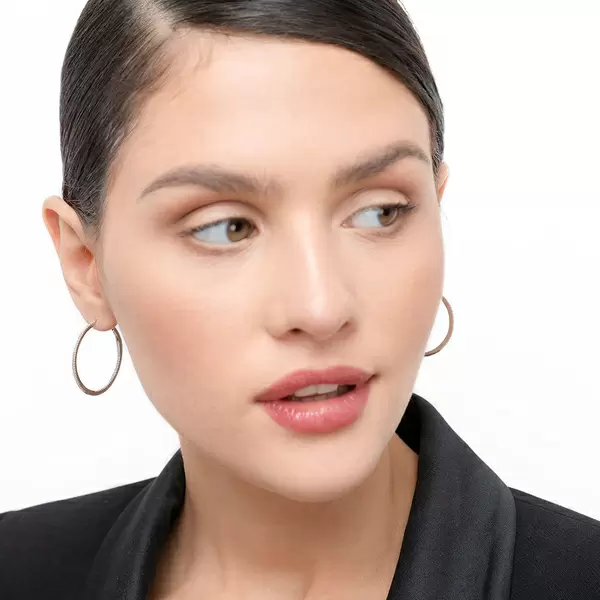 Leaf Jewelry Creole Circle M Mit Diamanten, 30mm, 18 K Gelbgold