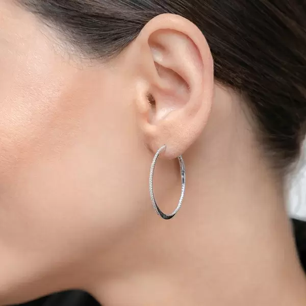 Leaf Jewelry Creole Circle M Mit Diamanten, 30mm, 18 K Rosegold