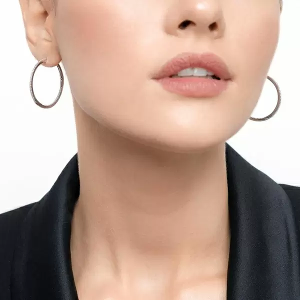 Leaf Jewelry Creole Circle M Mit Diamanten, 30mm, 18 K Rosegold