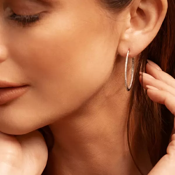 Leaf Jewelry Creole Circle M Mit Diamanten, 30mm, 18 K Rosegold