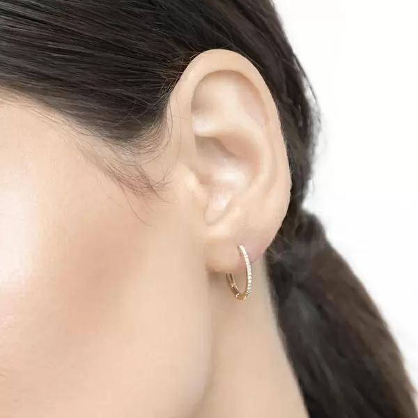 Leaf Jewelry Creole Circle S Mit Diamanten, 15mm, 18 K Gelbgold