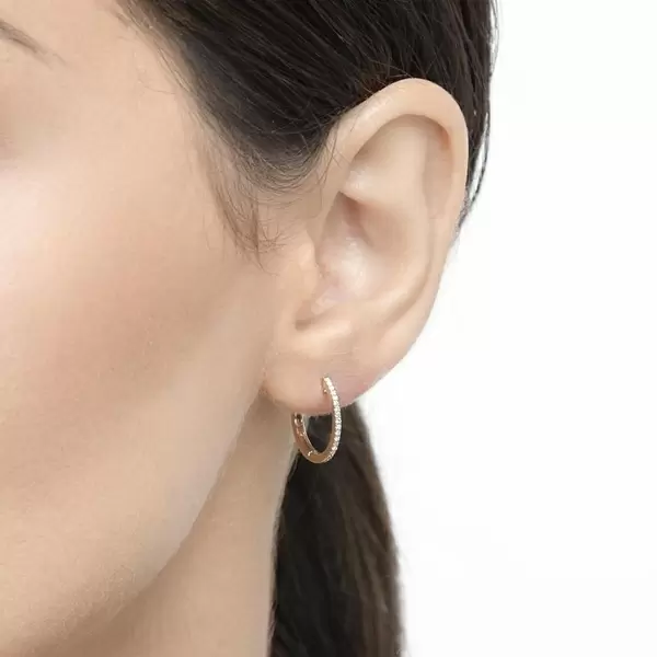 Leaf Jewelry Creole Circle S Mit Diamanten, 15mm, 18 K Gelbgold