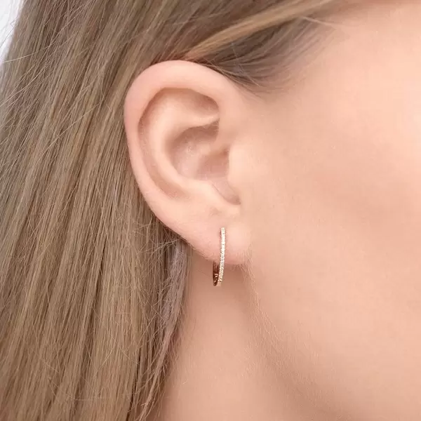 Leaf Jewelry Creole Circle S Mit Diamanten, 15mm, 18 K Rosegold