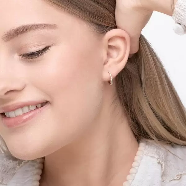 Leaf Jewelry Creole Circle S Mit Diamanten, 15mm, 18 K Rosegold