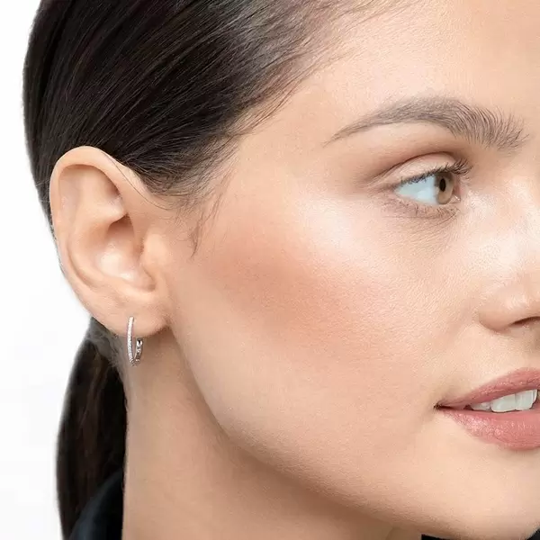 Leaf Jewelry Creole Circle S Mit Diamanten, 15mm, 18 K Weißgold