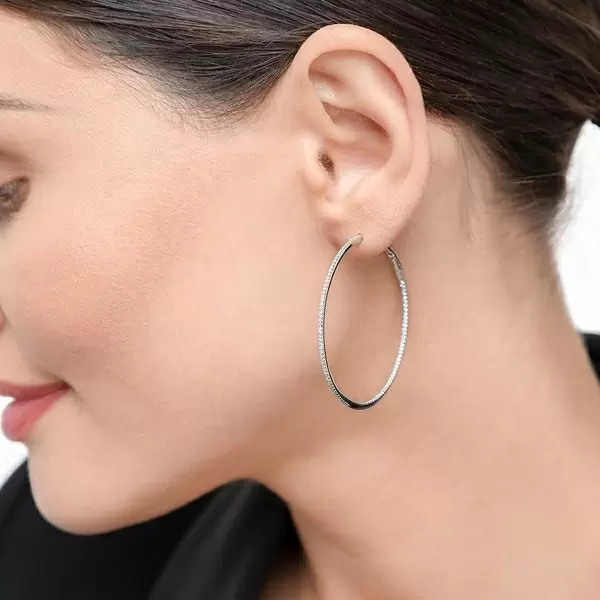 Leaf Jewelry Creole Circle XL Mit Diamanten, 50mm, 18 K Rosegold