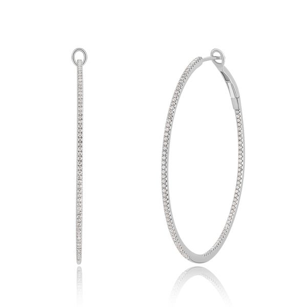 Leaf Jewelry Creole Circle XL mit Diamanten, 50mm, 18 K Weißgold