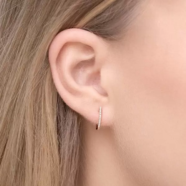 Leaf Jewelry Creole Circle XS Mit Diamanten, 12mm, 18 Rosegold