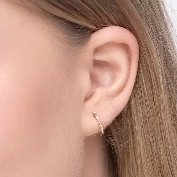 Leaf Jewelry Creole Circle XS Mit Diamanten, 12mm, 18 Rosegold