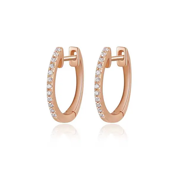 Leaf Jewelry Creole Circle XS mit Diamanten, 12mm, 18 Rosegold