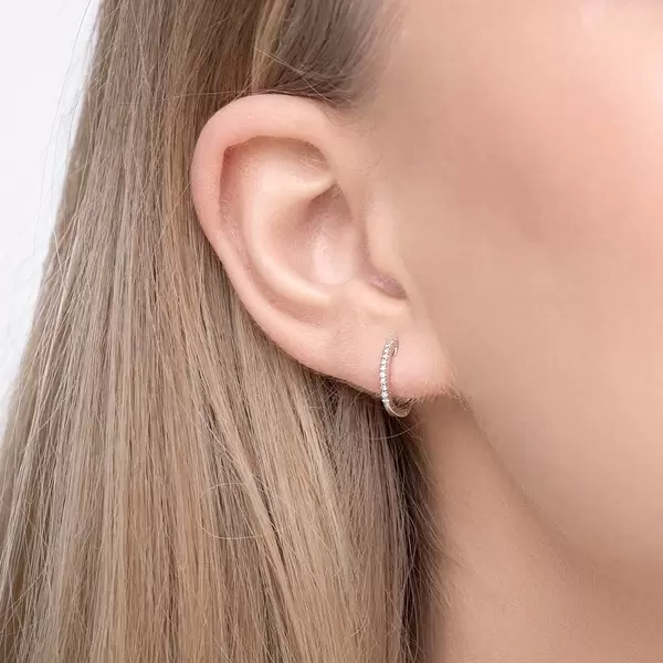 Leaf Jewelry Creole Circle XS Mit Diamanten, 12mm, 18 Weißgold