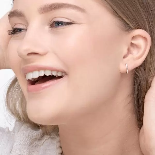 Leaf Jewelry Creole Circle XS Mit Diamanten, 12mm, 18 Weißgold