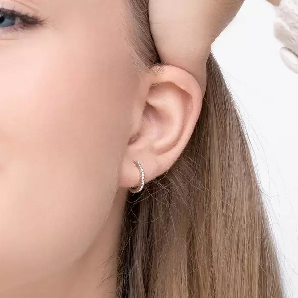 Leaf Jewelry Creole Circle XS Mit Diamanten, 12mm, 18 Weißgold