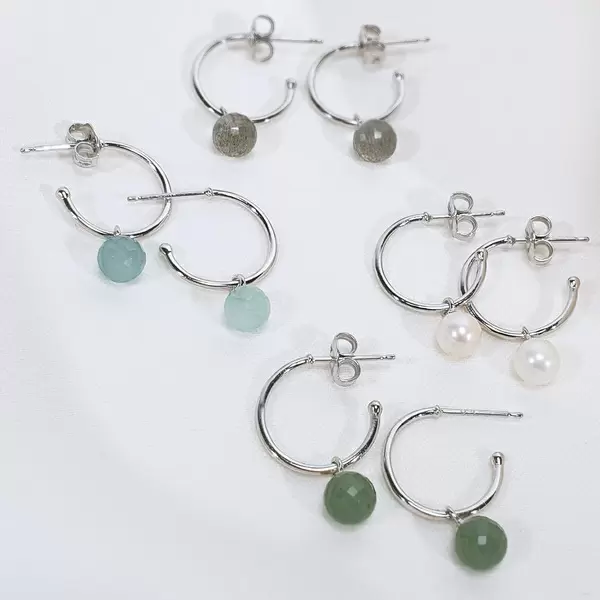 Leaf Jewelry Creole Flying Gem, Perle, 925 Sterlingsilber