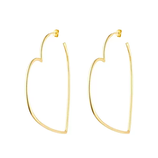 Leaf Jewelry Creole Herz, 60mm, 18K Gelbgold Vergoldet