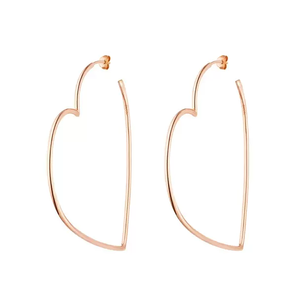 Leaf Jewelry Creole Herz, 60mm, 18K Rosegold Vergoldet