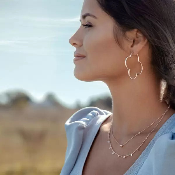 Leaf Jewelry Creole Kleeblatt, 50mm, 925 Sterlingsilber