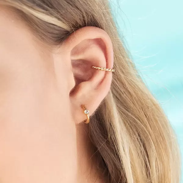 Leaf Jewelry Creole One Gem, Amethyst, 18 K Gelbgold Vergoldet