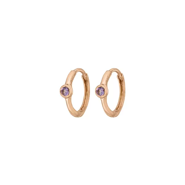 Leaf Jewelry Creole One Gem, Amethyst, 18 K Rosegold Vergoldet