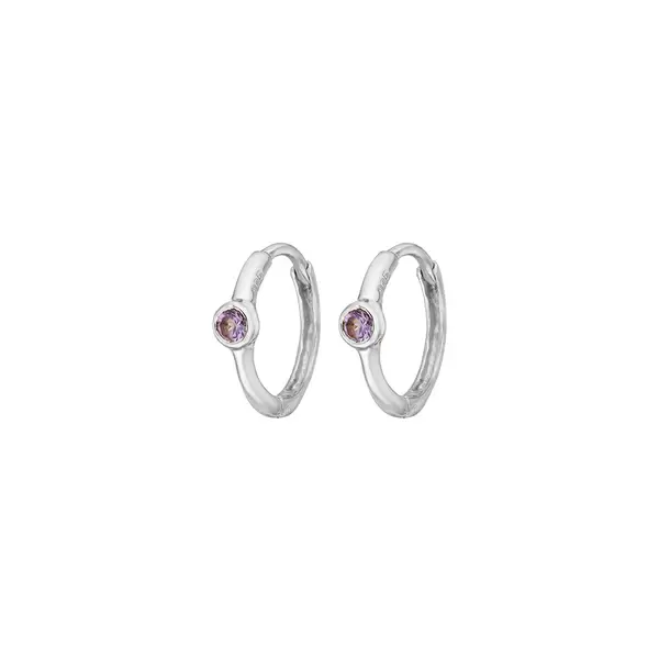 Leaf Jewelry Creole One Gem, Amethyst, 925 Sterlingsilber