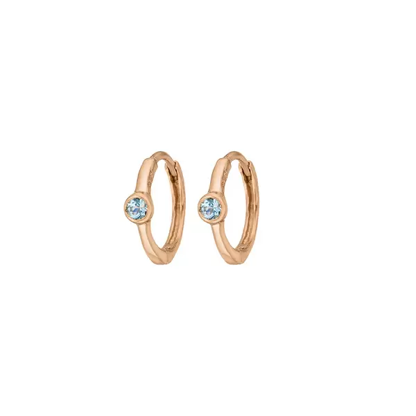 Leaf Jewelry Creole One Gem, Blauer Topas, 18 K Rosegold Vergoldet