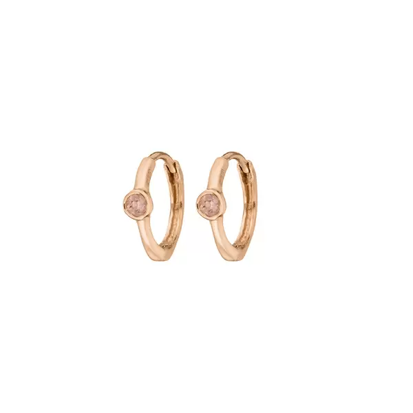 Leaf Jewelry Creole One Gem, Rosenquarz, 18 K Rosegold Vergoldet