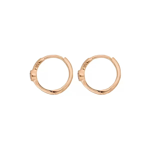 Leaf Jewelry Creole One Gem, Rosenquarz, 18 K Rosegold Vergoldet