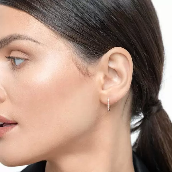 Leaf Jewelry Creole Oval S Mit Diamanten, 18 Rosegold