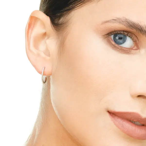 Leaf Jewelry Creole Oval S Mit Diamanten, 18 Weißgold