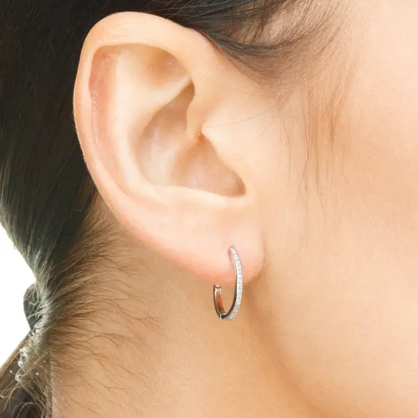 Leaf Jewelry Creole Oval S Mit Diamanten, 18 Weißgold