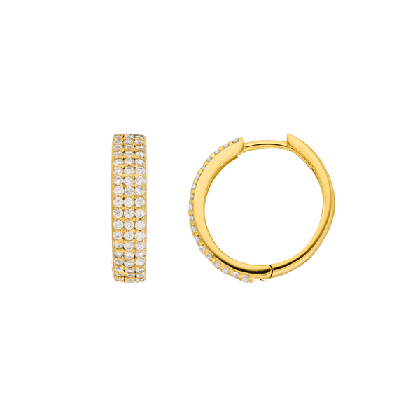 Leaf Jewelry Creole Shiny Mit Zirkonia, 18 K Gelbgold Vergoldet