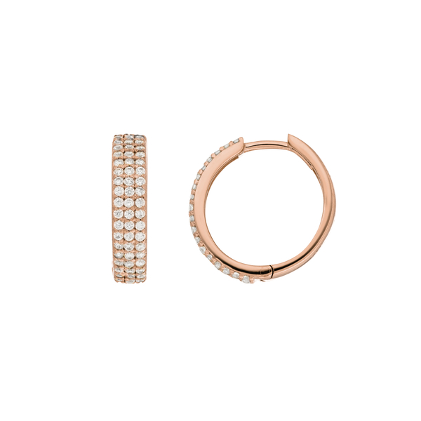 Leaf Jewelry Creole Shiny Mit Zirkonia, 18 K Rosegold Vergoldet