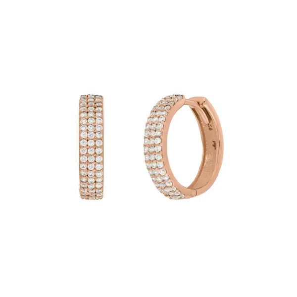 Leaf Jewelry Creole Shiny mit Zirkonia, 18 K Rosegold vergoldet